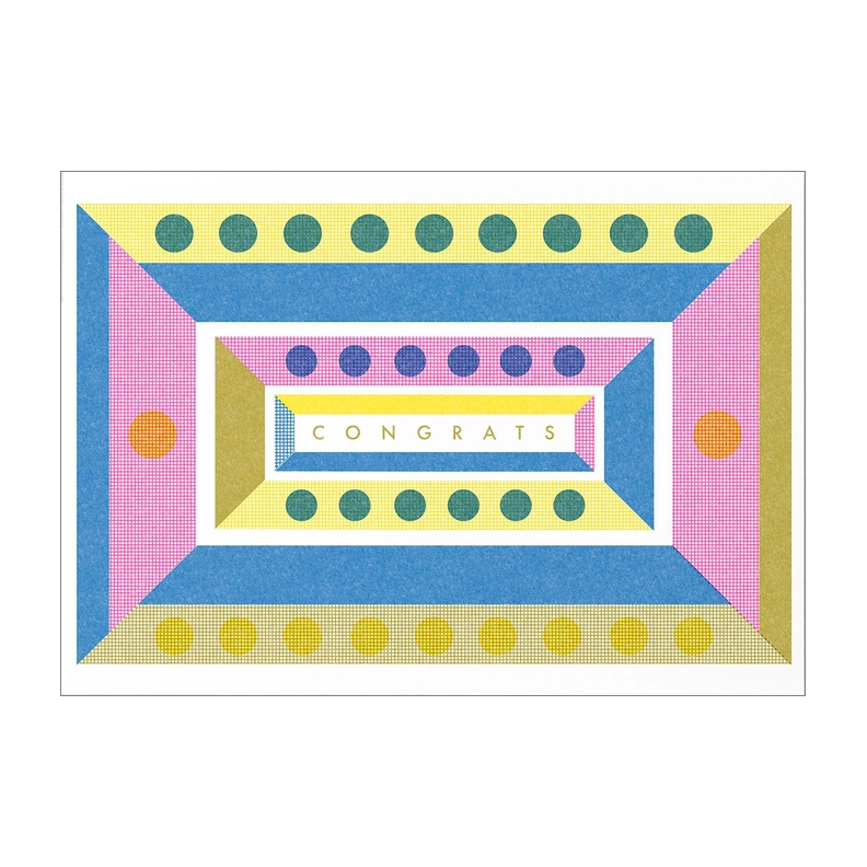 Congrats Geometric Risograph Card by Mezzaluna Studio