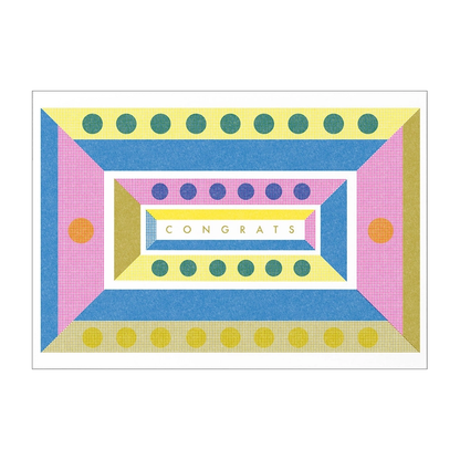 Congrats Geometric Risograph Card by Mezzaluna Studio