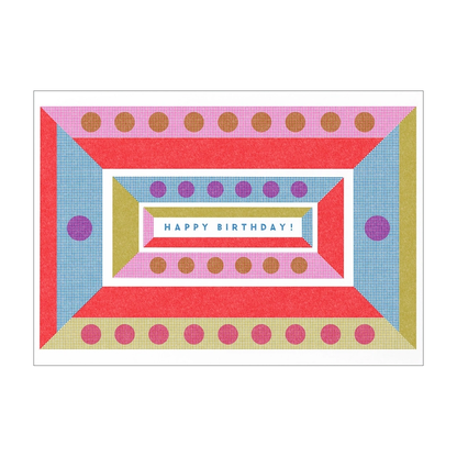 Happy Birthday Geometric Risograph Card by Mezzaluna Studio