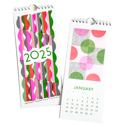 2025 Abstract Shapes Modern Risograph Wall Calendar by Mezzaluna Studio