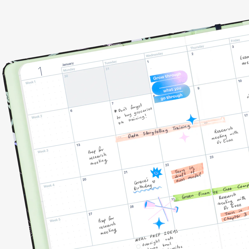 2025 Weekly & Monthly Horizontal Planner by Mossery