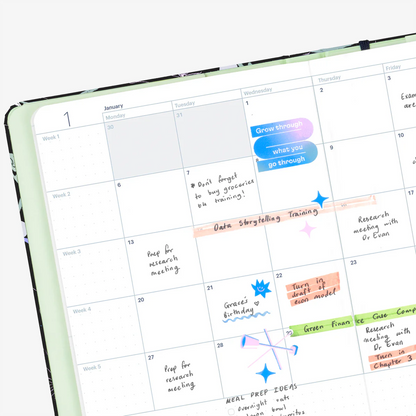 2025 Weekly & Monthly Horizontal Planner by Mossery