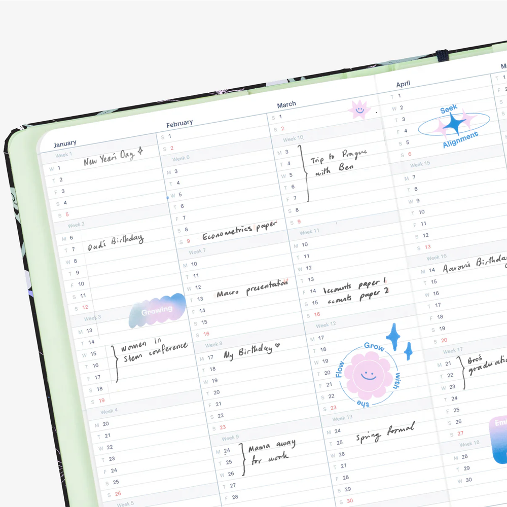 2025 Weekly & Monthly Horizontal Planner by Mossery