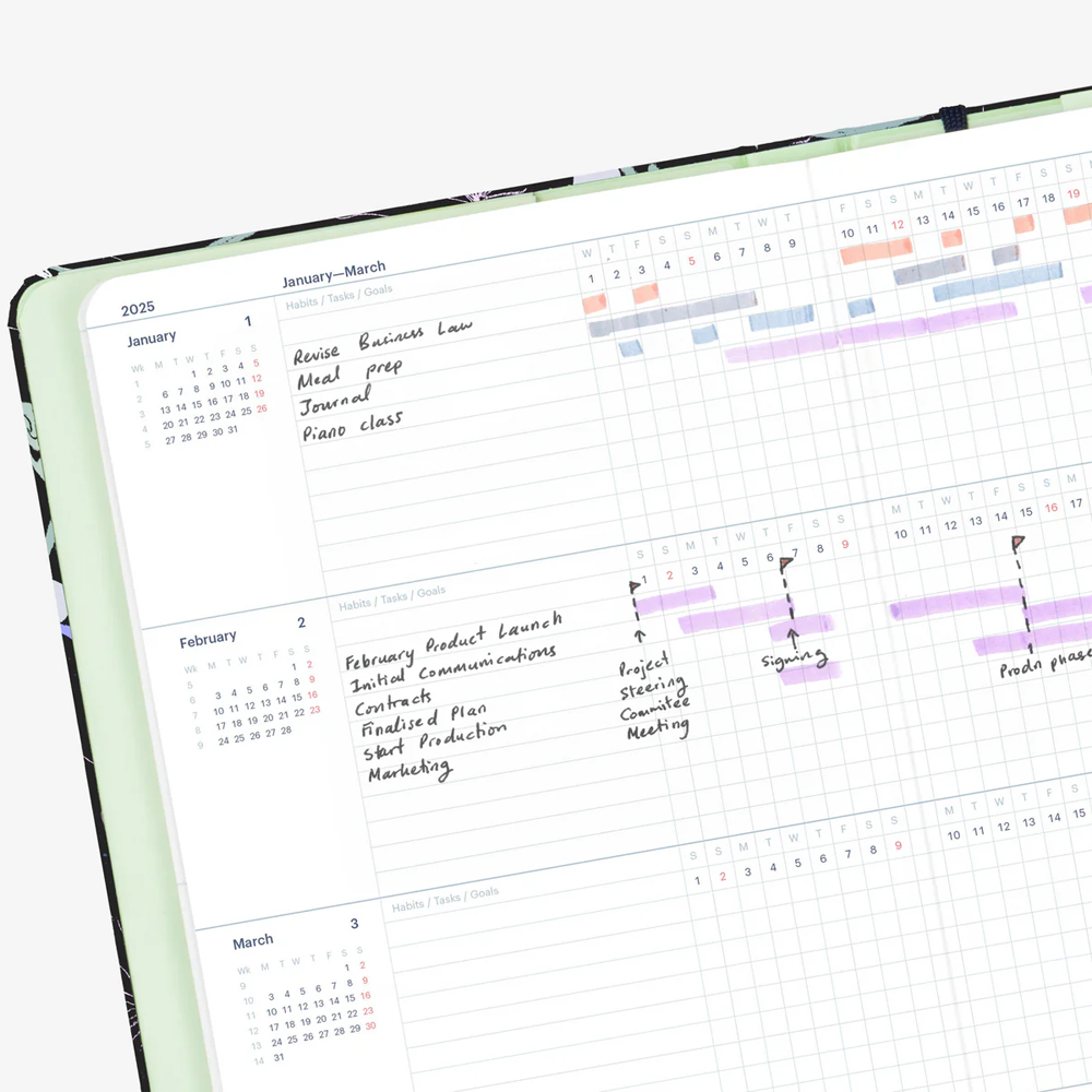 2025 Weekly & Monthly Horizontal Planner by Mossery