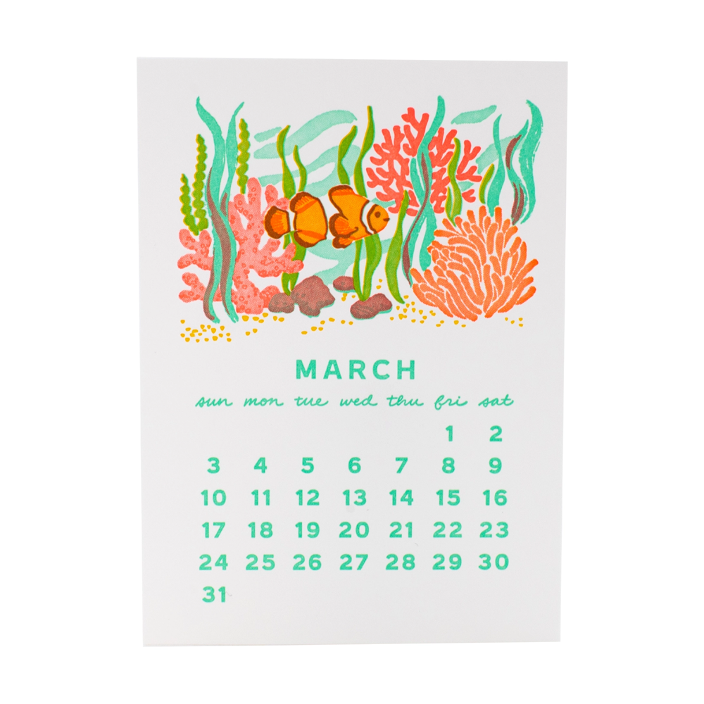 2024 Under the Sea Letterpress Desk Calendar