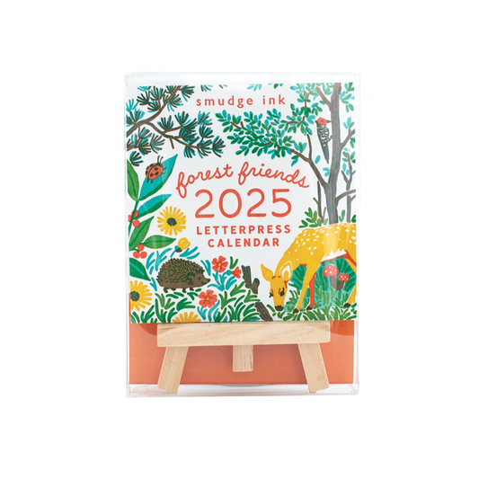 2025 Forest Friends Letterpress Mini Desk Calendar by Smudge Ink