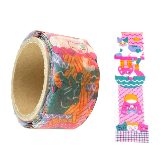 Cat Tower Katanuki Masking Tape by Aiueo