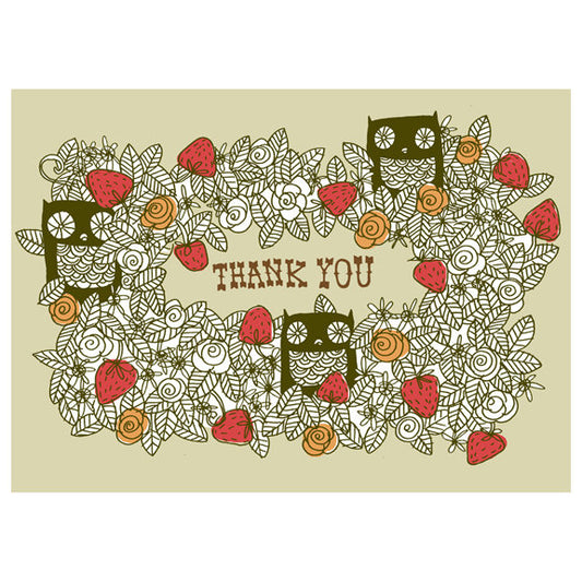 Kate Sutton Owls Thank You Card by Little Otsu